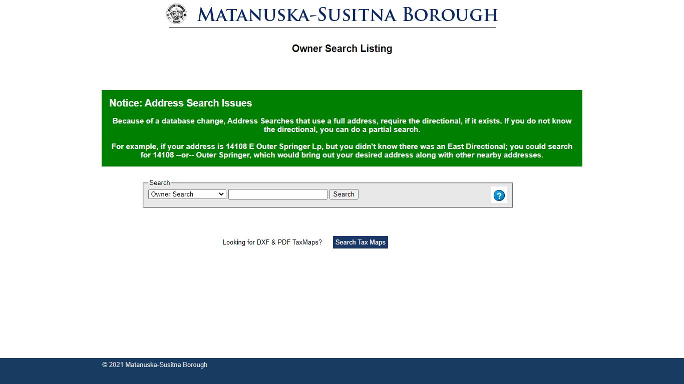 myProperty: Matanuska-Susitna Borough Real Property Search