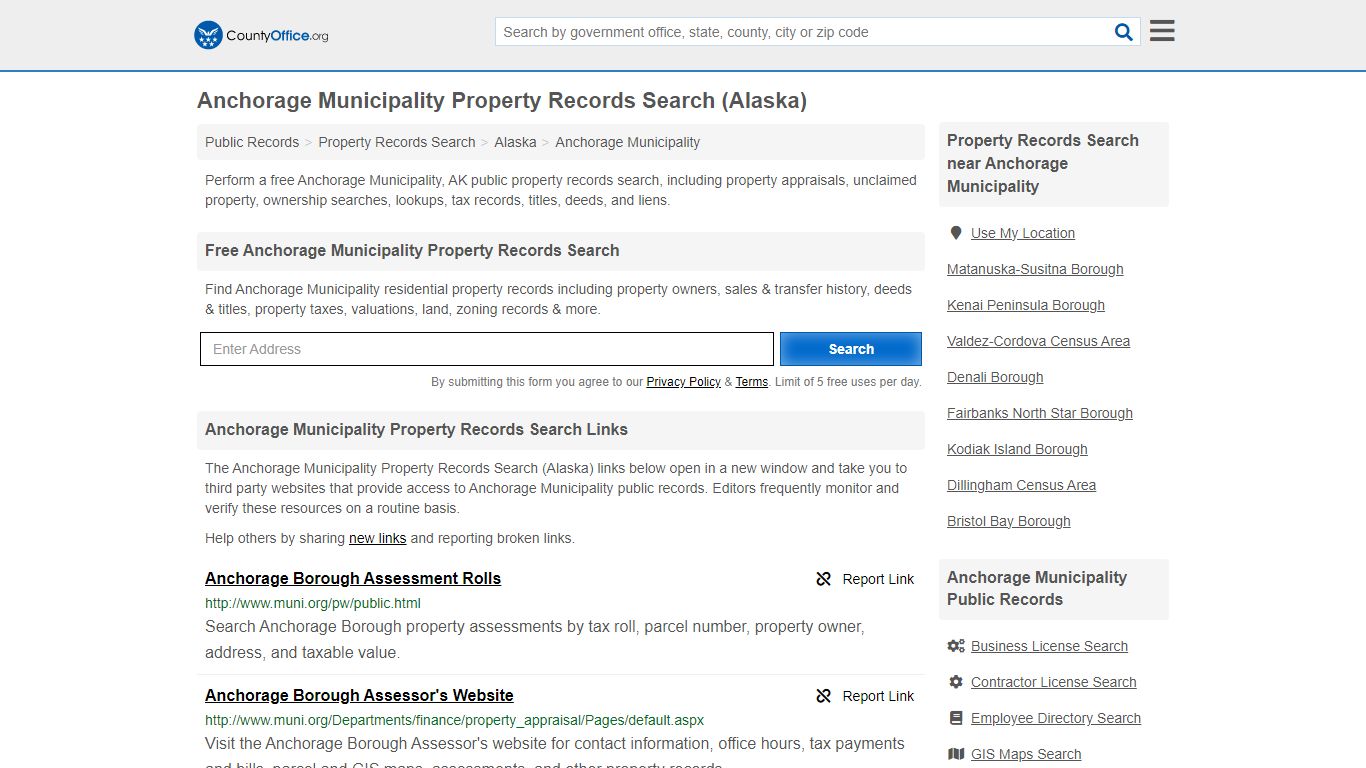 Anchorage Municipality Property Records Search (Alaska) - County Office